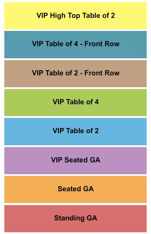 NILE THEATER AZ SEATED GA STANDING GA VIP TABLES Seating Map Seating Chart