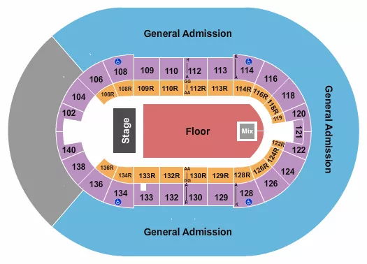 ENDSTAGE GA FLOOR UPPER BOWL Seating Map Seating Chart