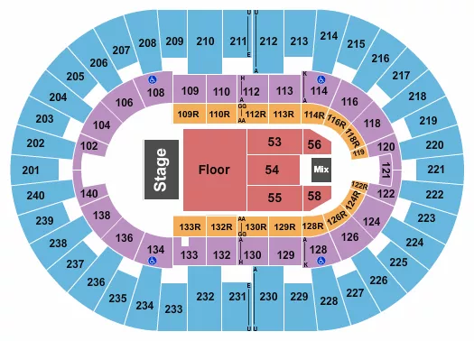 ENDSTAGE FRONT GA FLOOR Seating Map Seating Chart
