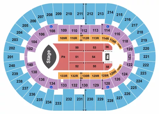 ERIC CHURCH 2025 Seating Map Seating Chart