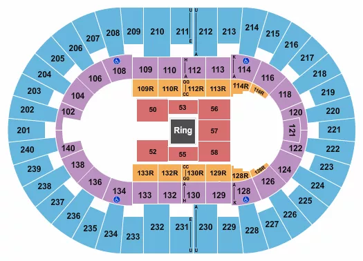 WWE 2 Seating Map Seating Chart