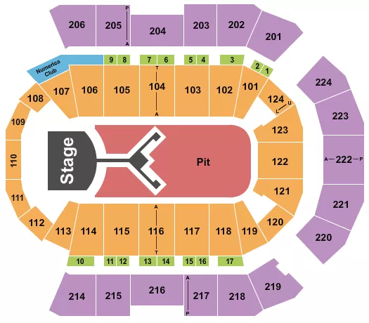 SHINEDOWN Seating Map Seating Chart