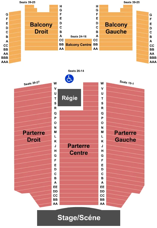 OLYMPIA THEATRE MONTREAL END STAGE Seating Map Seating Chart