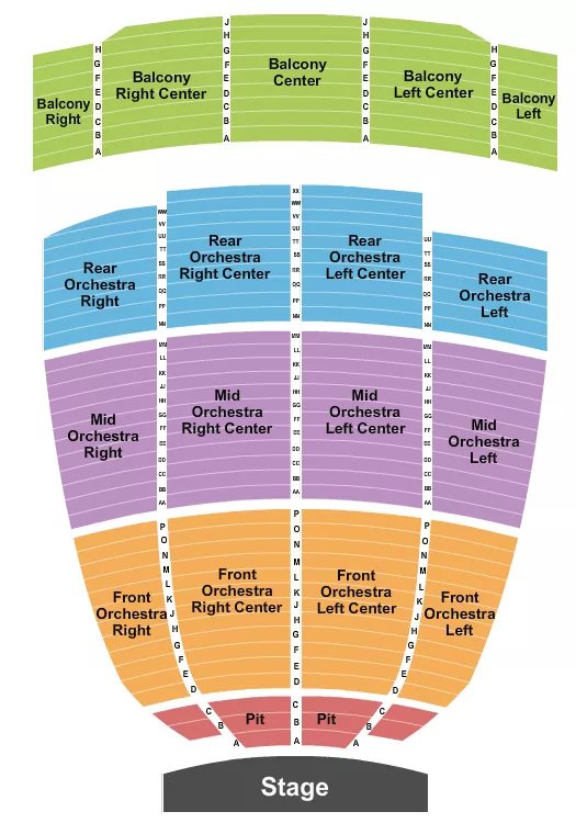 ONEGLIA AUDITORIUM AT WARNER THEATRE CT ENDSTAGE Seating Map Seating Chart