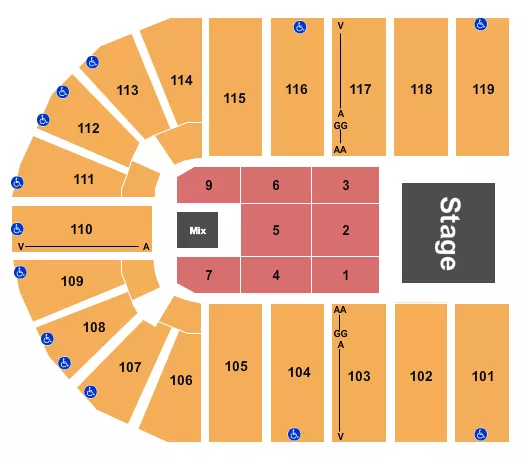 ORLEANS ARENA THE ORLEANS HOTEL ENDSTAGE 8 Seating Map Seating Chart