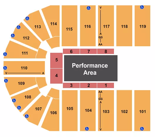 ORLEANS ARENA THE ORLEANS HOTEL PERFORMANCE AREA Seating Map Seating Chart