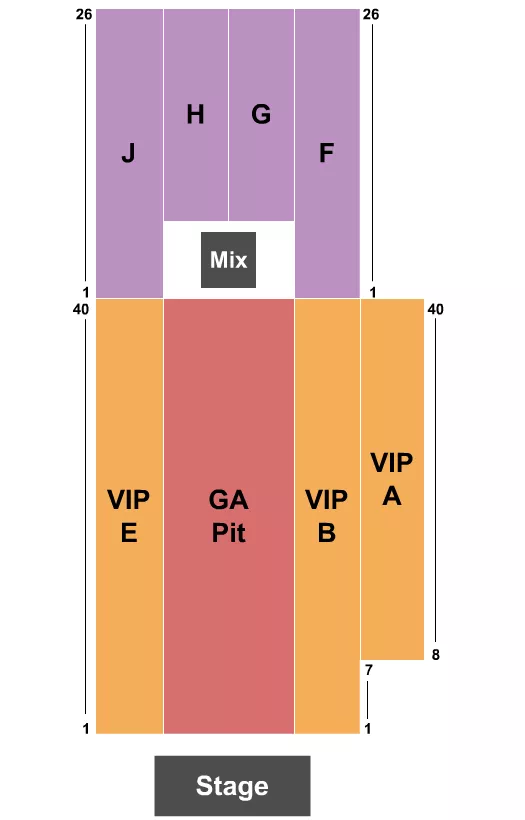 OUTDOORS AT SEMINOLE CASINO CENTER IMMOKALEE ENDSTAGE GA PIT Seating Map Seating Chart