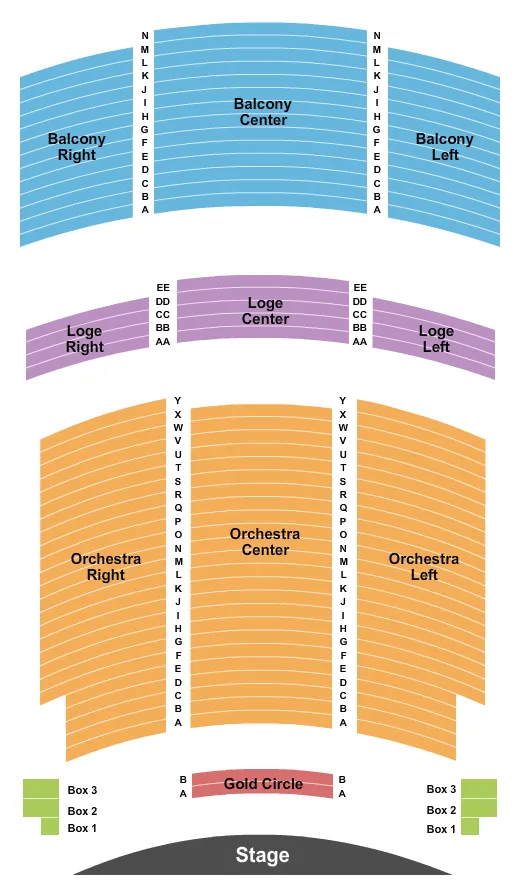 PALACE THEATRE PA ENDSTAGE GC Seating Map Seating Chart