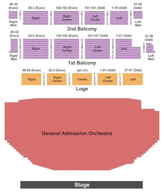 END STAGE GA FLOOR Seating Map Seating Chart