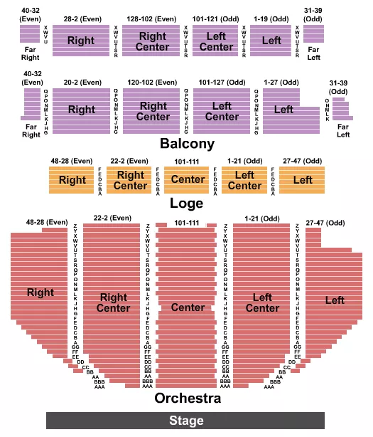 END STAGE Seating Map Seating Chart