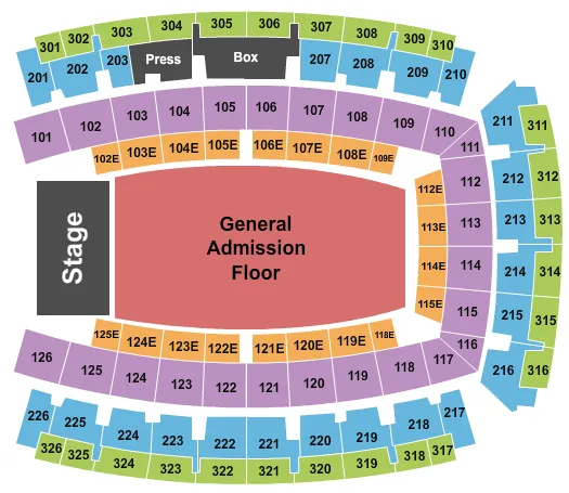 GA FLOOR Seating Map Seating Chart
