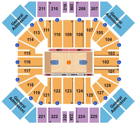 BASKETBALL GLOBETROTTERS Seating Map Seating Chart