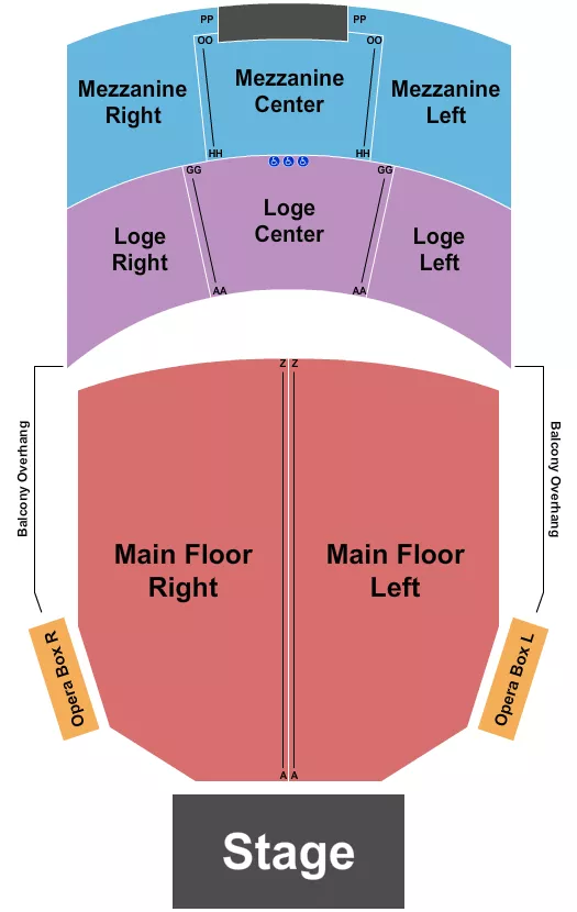 PANTAGES THEATRE TACOMA END STAGE Seating Map Seating Chart