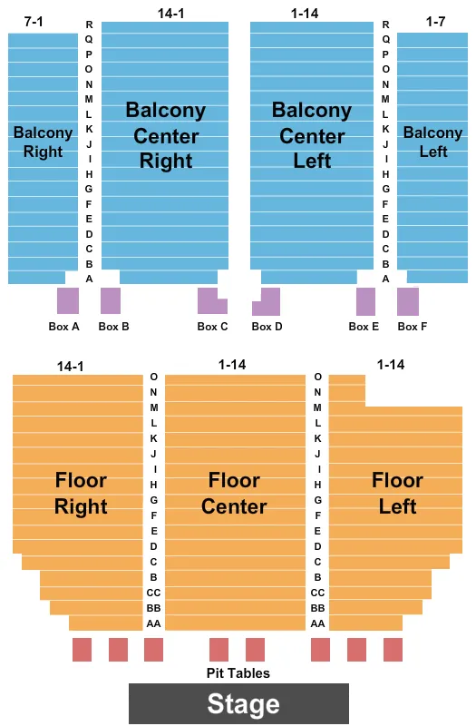 THE PARAMOUNT ASHLAND ENDSTAGE PIT TABLES Seating Map Seating Chart