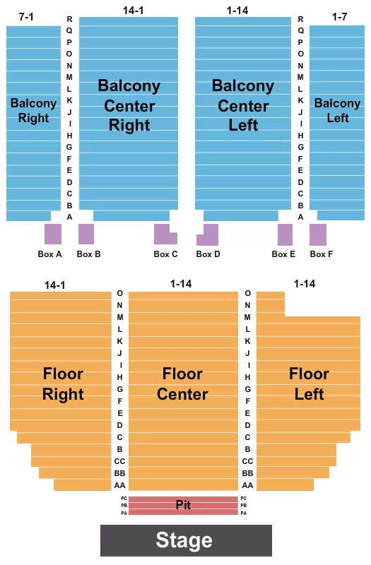 THE PARAMOUNT ASHLAND ENDSTAGE PIT Seating Map Seating Chart