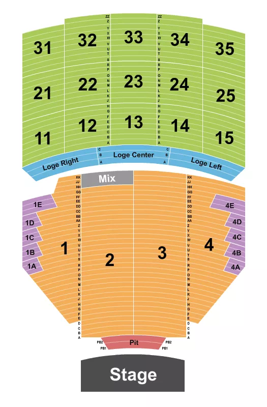 PARAMOUNT THEATRE SEATTLE ENDSTAGE PIT 3 Seating Map Seating Chart