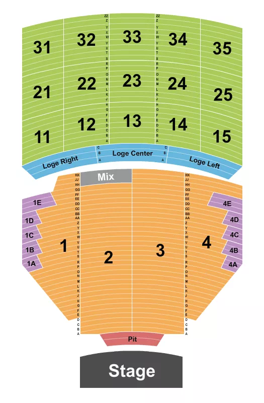 PARAMOUNT THEATRE SEATTLE ENDSTAGE PIT W LOGE Seating Map Seating Chart