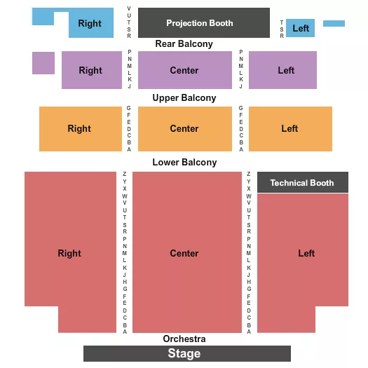 PARAMOUNT THEATRE ABILENE END STAGE Seating Map Seating Chart