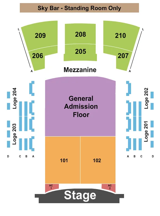 PARAMOUNT THEATRE HUNTINGTON ENDSTAGE RSV GA FLOOR 2 Seating Map Seating Chart
