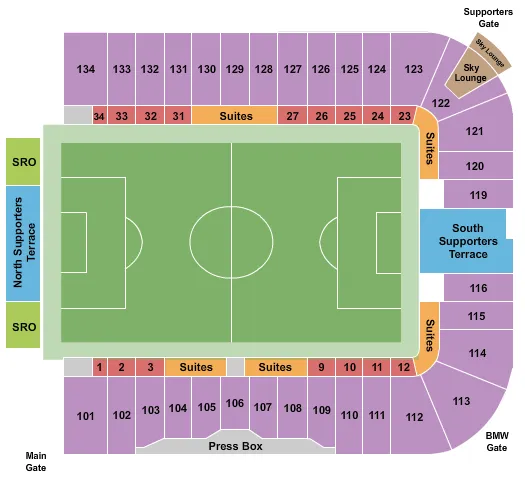 SOCCER 2 Seating Map Seating Chart
