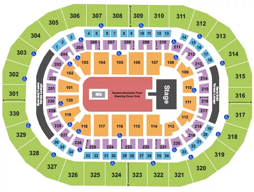 ENDSTAGE GA FLOOR W CATWALK Seating Map Seating Chart