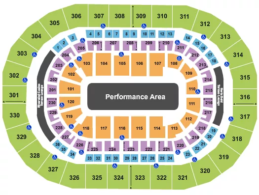 PERFORMANCE AREA Seating Map Seating Chart
