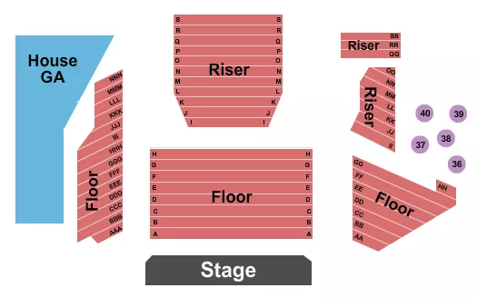 ENDSTAGE PLATINUM GOLD Seating Map Seating Chart