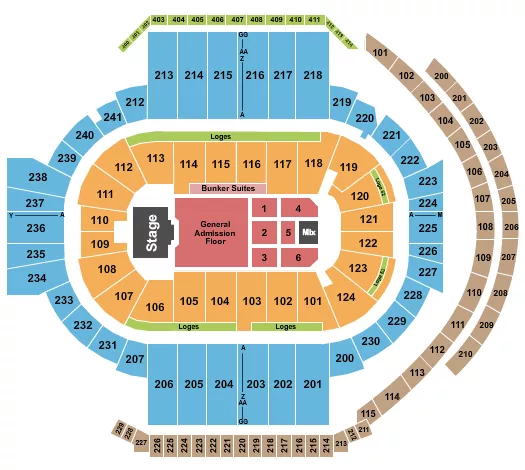 ENDSTAGE FRONT GA FLOOR Seating Map Seating Chart