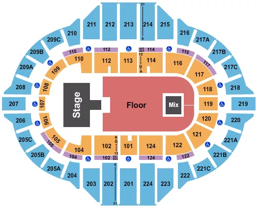 ENDSTAGE GA FLOOR WITH CATWALK Seating Map Seating Chart