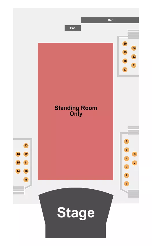 PHIL LONG MUSIC HALL AT BOURBON BROTHERS CO SRO TABLE 4 Seating Map Seating Chart