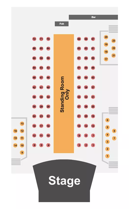 PHIL LONG MUSIC HALL AT BOURBON BROTHERS CO SRO TABLE 5 Seating Map Seating Chart