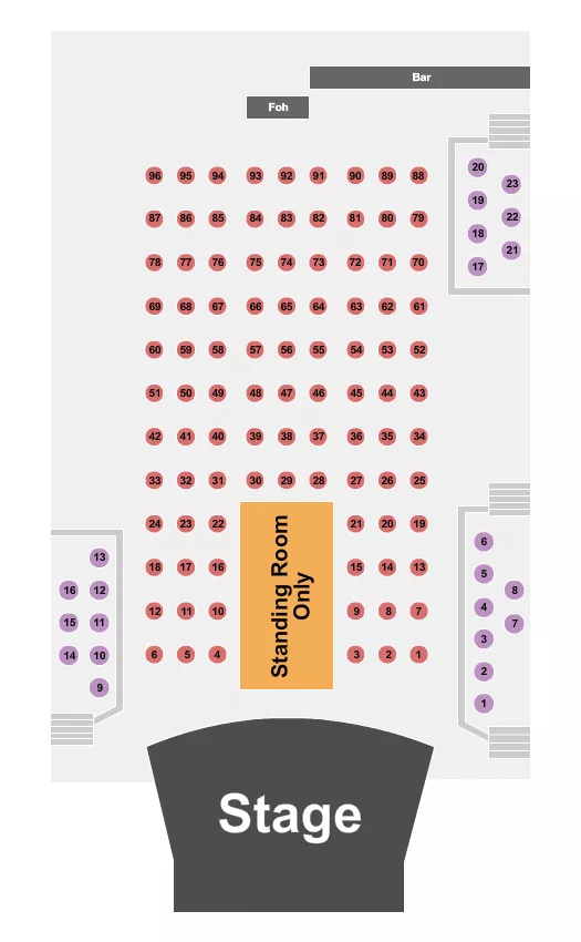 PHIL LONG MUSIC HALL AT BOURBON BROTHERS CO SRO TABLE 6 Seating Map Seating Chart