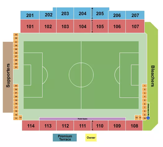 PHOENIX RISING FC STADIUM PHOENIX SOCCER 2 Seating Map Seating Chart