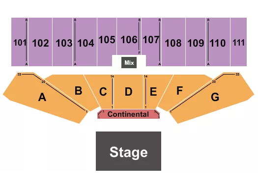 ENDSTAGE CONTINENTAL Seating Map Seating Chart