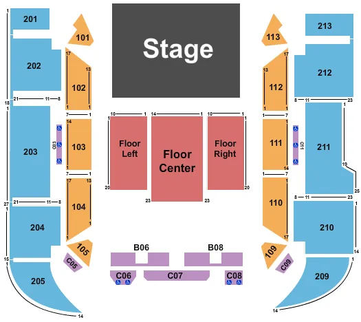 PORTLAND STATES VIKING PAVILION END STAGE Seating Map Seating Chart
