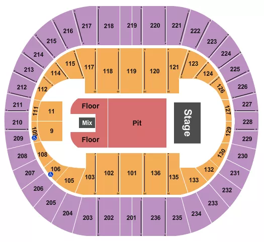 ENDSTAGE FLOOR PIT Seating Map Seating Chart