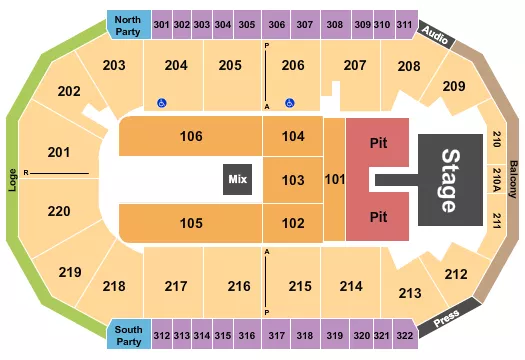 ENDSTAGE PIT 2 Seating Map Seating Chart