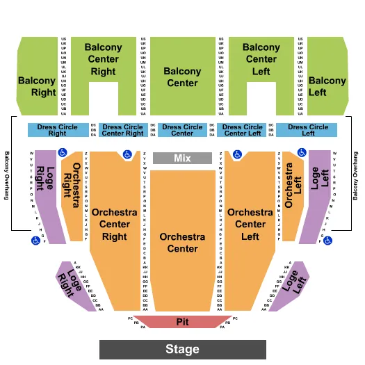 END STAGE PIT Seating Map Seating Chart