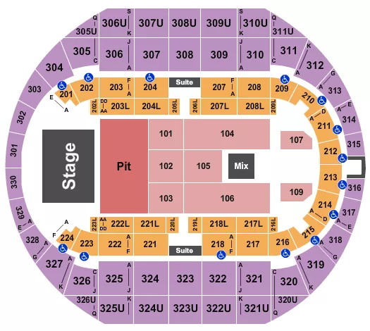 ENDSTAGE PIT Seating Map Seating Chart