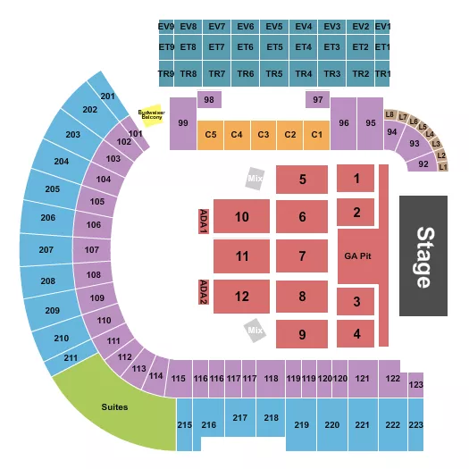 CHRIS STAPLETON Seating Map Seating Chart