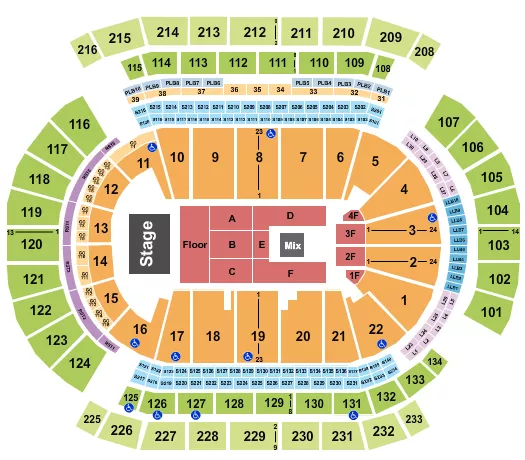 ENDSTAGE FLOOR PIT Seating Map Seating Chart