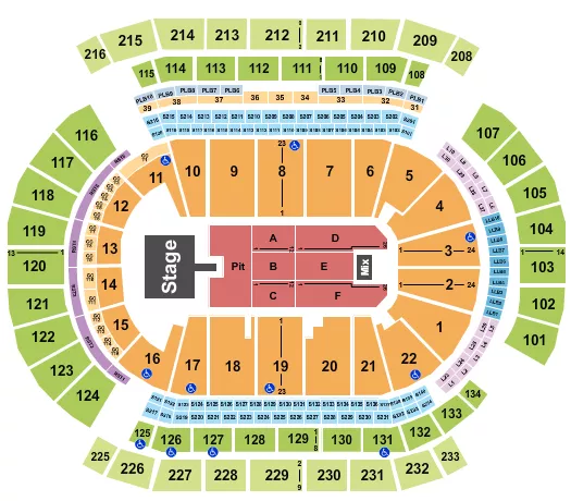 ENDSTAGE PIT W CATWALK Seating Map Seating Chart