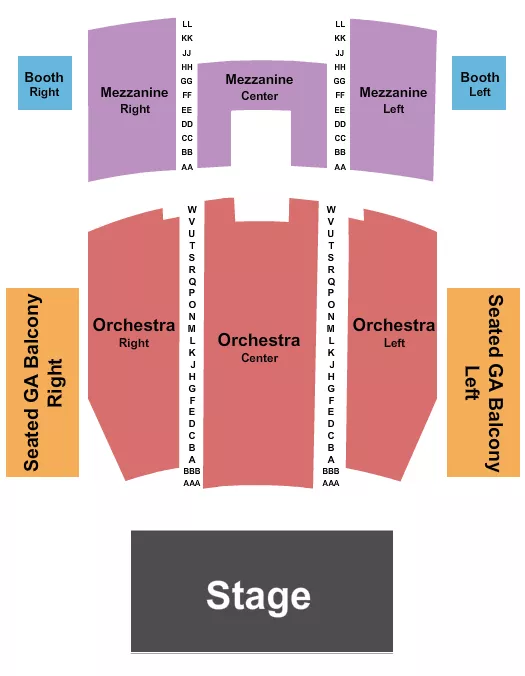 QUEEN ELIZABETH THEATRE TORONTO ENDSTAGE RSV GA SEATED BLC BOOTH Seating Map Seating Chart