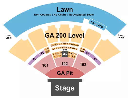 CASCADES AMPHITHEATER WA ENDSTAGE GA PIT GA200S Seating Map Seating Chart