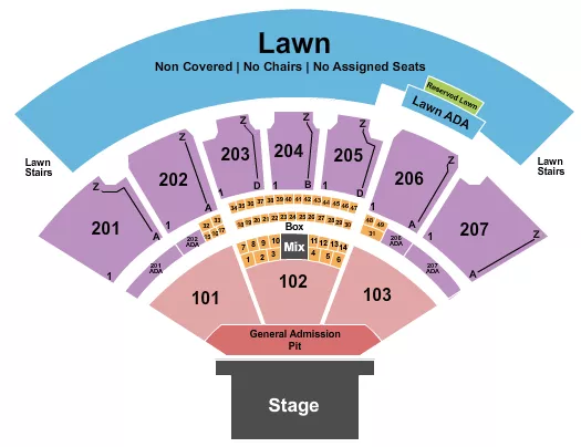 CASCADES AMPHITHEATER WA ENDSTAGE GA PIT 2 Seating Map Seating Chart