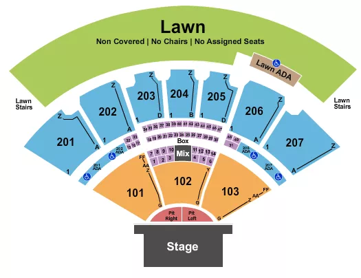 CASCADES AMPHITHEATER WA ENDSTAGE PIT 2 Seating Map Seating Chart
