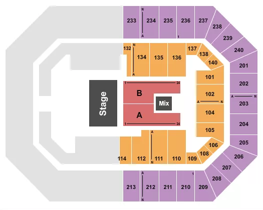 RAISING CANES RIVER CENTER ARENA BELLA NOCHE Seating Map Seating Chart