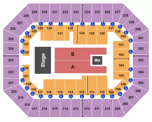RAISING CANES RIVER CENTER ARENA ENDSTAGE 4 Seating Map Seating Chart