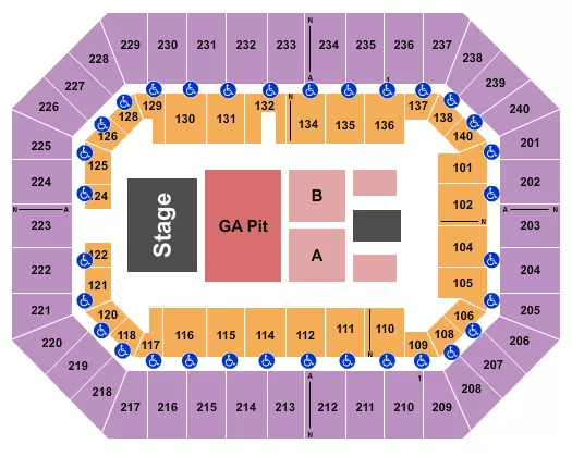 RAISING CANES RIVER CENTER ARENA ENDSTAGE GA PIT 3 Seating Map Seating Chart