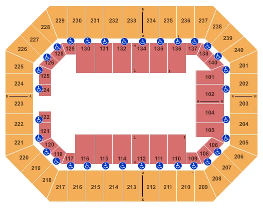 RAISING CANES RIVER CENTER ARENA OPEN FLOOR 2 Seating Map Seating Chart